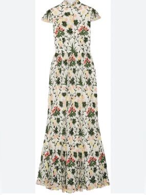 Alice and Olivia Arwen Embroidered Floral Maxi Dress Gown - NEW
